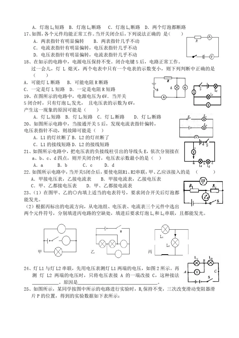 人教版九年级物理第十六章《电压电阻》复习提纲_第3页
