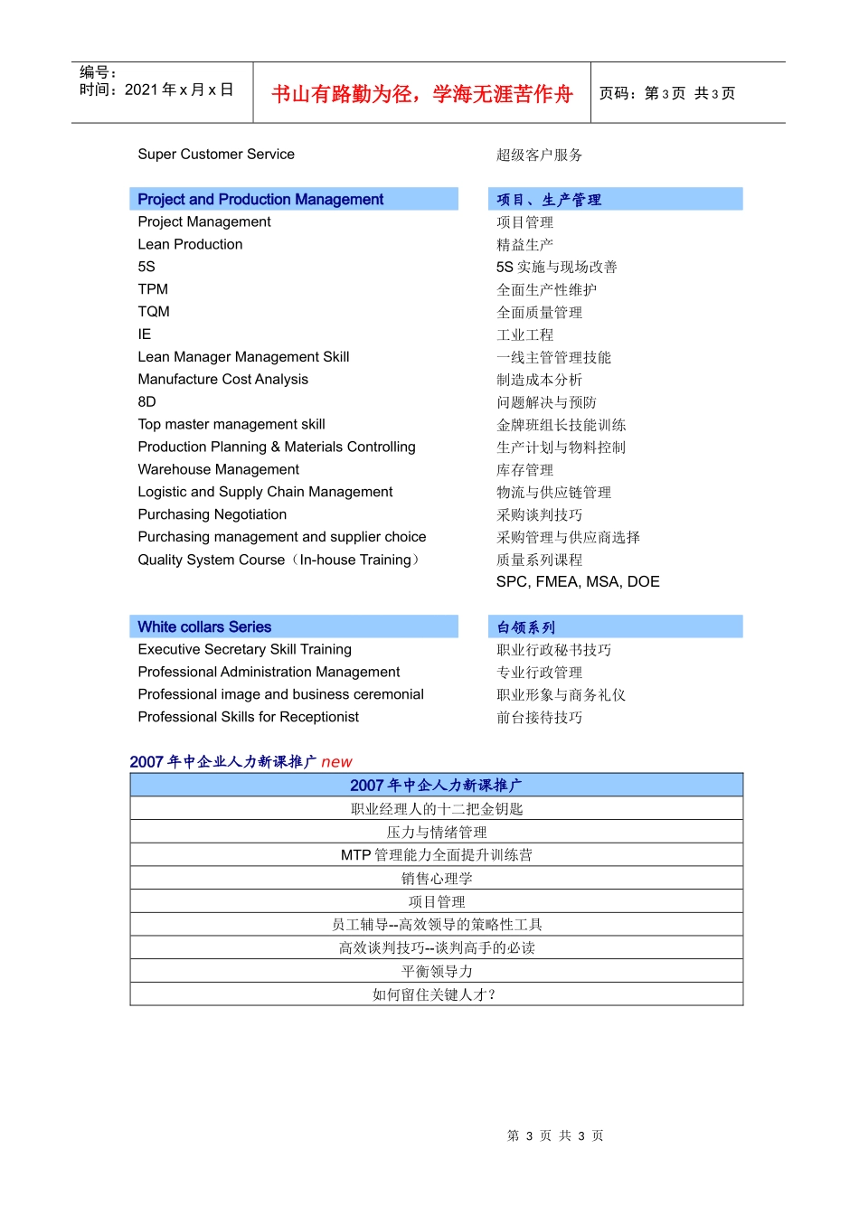 时间管理培训前调查问卷_第3页