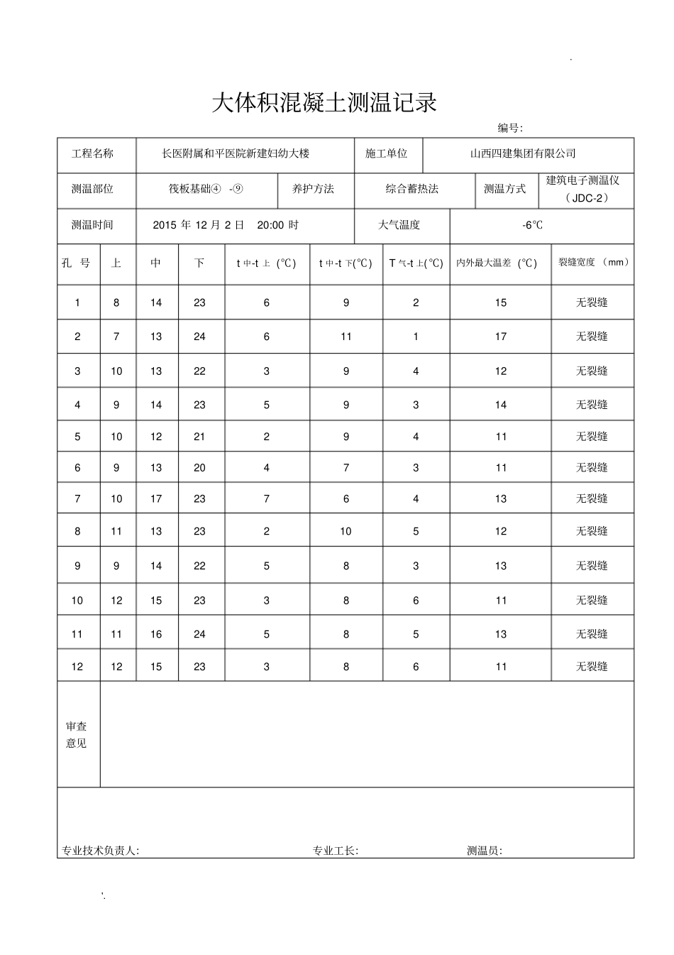 大体积测温记录_第1页