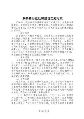 乡镇基层党组织建设方案