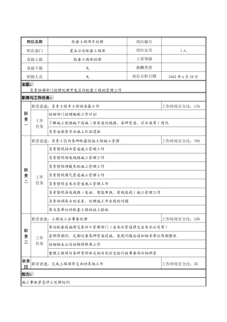 明达集团置业公司配套工程部配套工程项目经理职务说明书