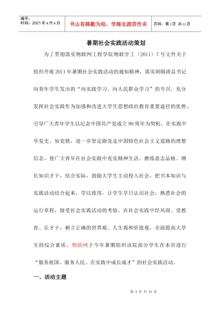 暑期社会实践策划 更新1