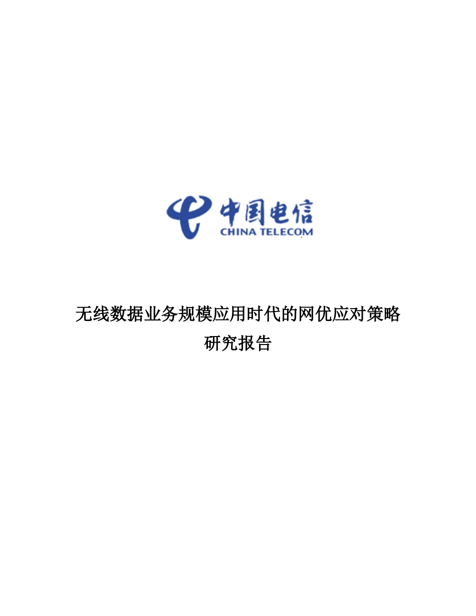 无线数据业务规模应用时代的网优应对策略研究报告_第1页