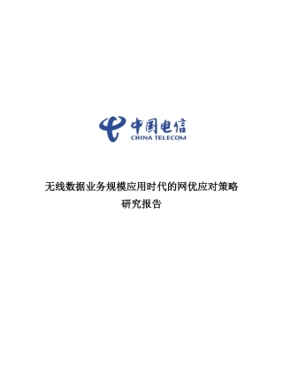 无线数据业务规模应用时代的网优应对策略研究报告