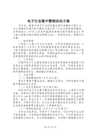 电子行业集中整顿活动实施方案