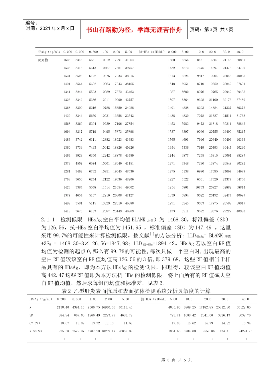 时间分辨荧光免疫分析法乙型肝炎血清标志物分析灵敏度的建立与分_第3页