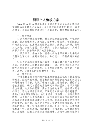 领导个人整改实施方案