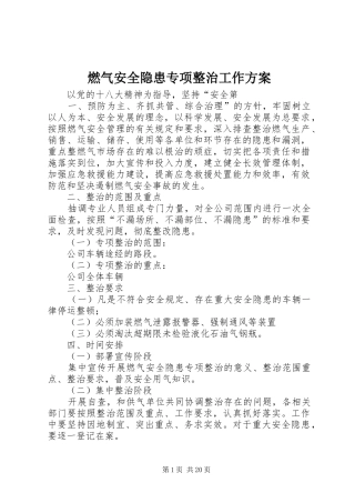 燃气安全隐患专项整治工作实施方案