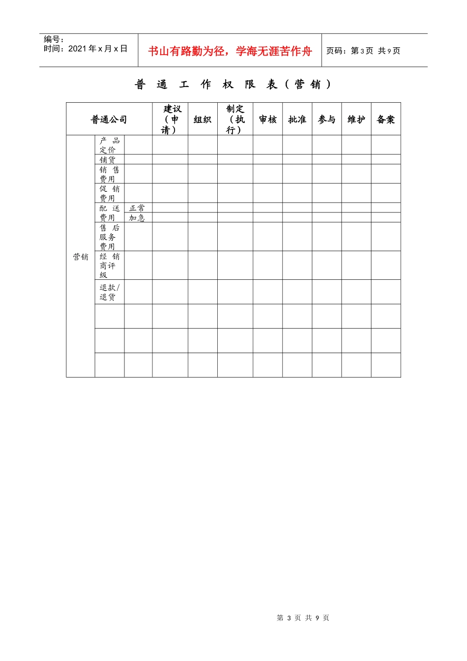 普通公司权限审批表_第3页