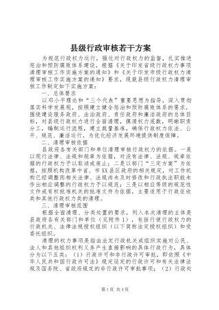 县级行政审核若干实施方案