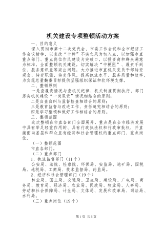 机关建设专项整顿活动实施方案