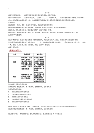 商品学期末学习知识重点归纳