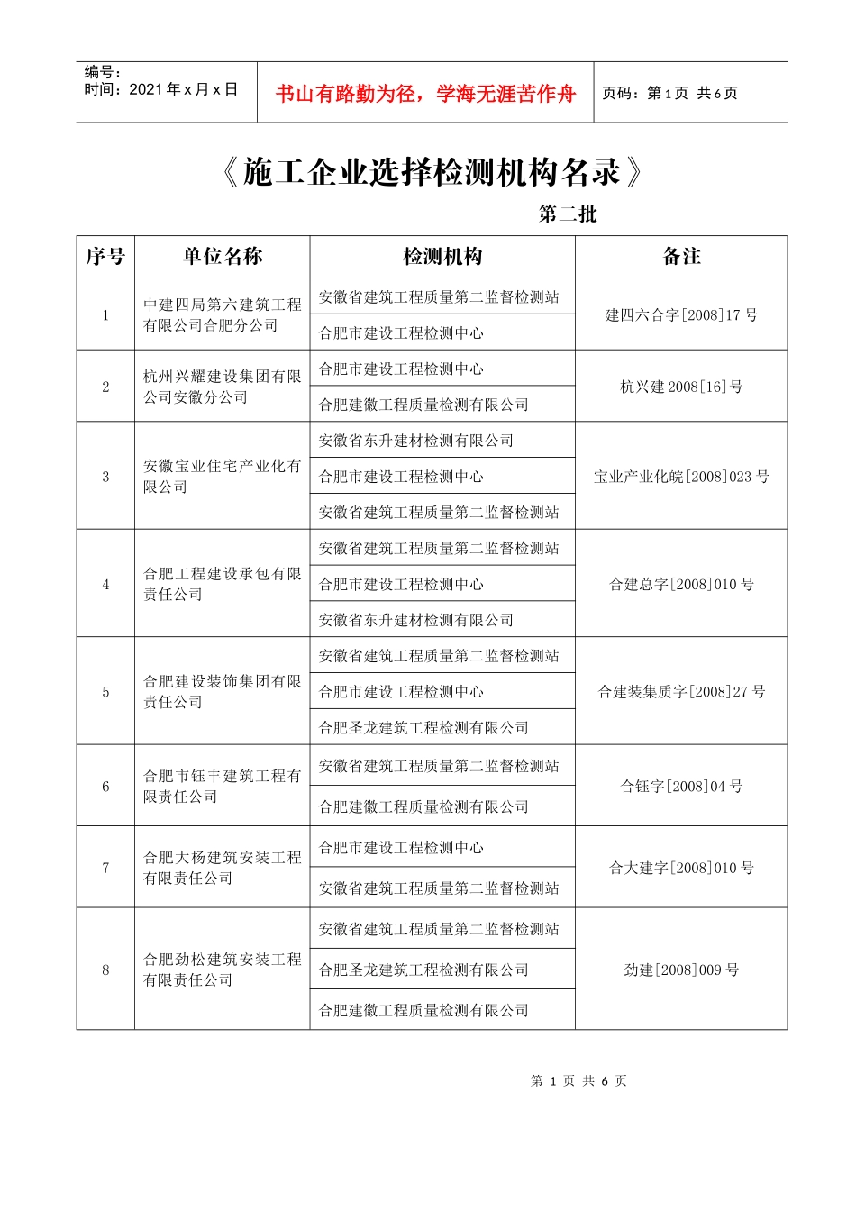 施工企业选择检测机构名录第二批doc-施工企业选择检测机_第1页