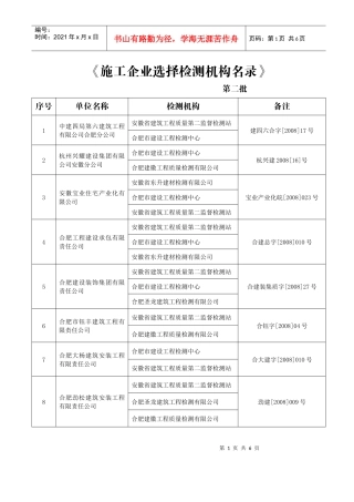 施工企业选择检测机构名录第二批doc-施工企业选择检测机