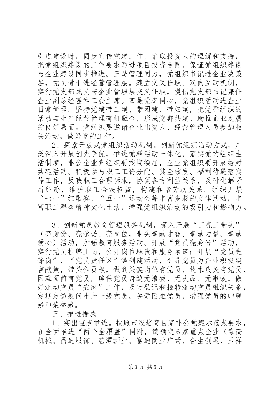 XX年非公企业党建方案_第3页