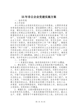 XX年非公企业党建方案