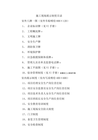 施工现场展示制度目录版doc