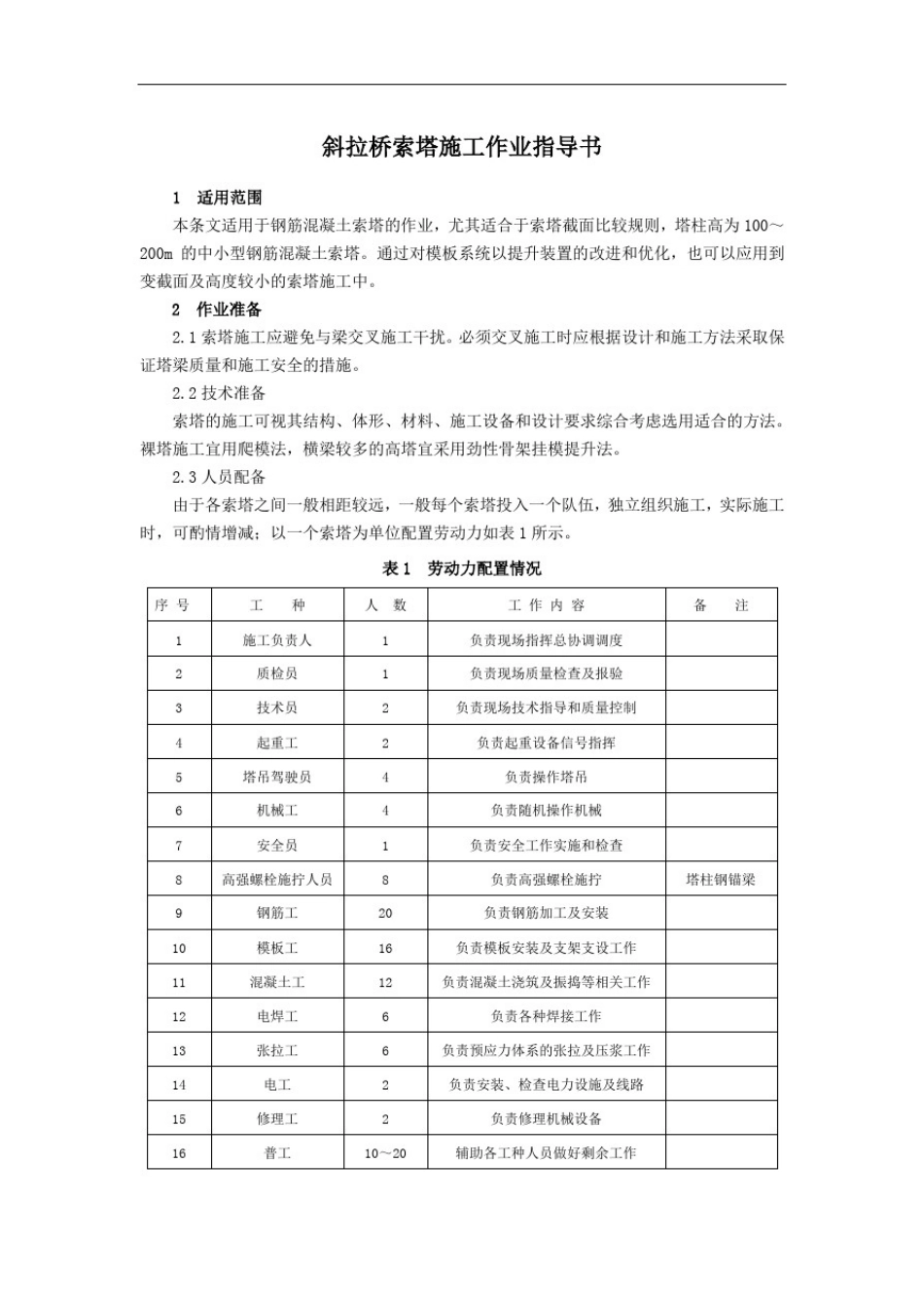 斜拉桥索塔施工作业指导书_第1页