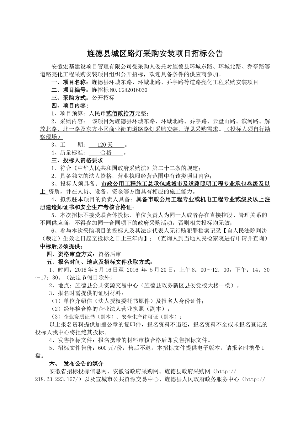 旌德县城区路灯采购安装项目_第3页