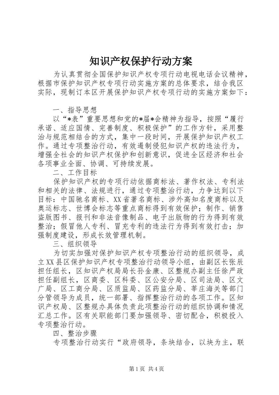 知识产权保护行动实施方案_第1页
