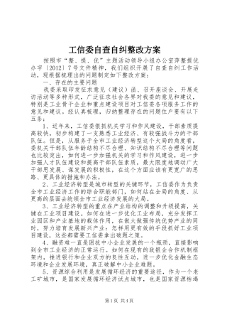 工信委自查自纠整改实施方案