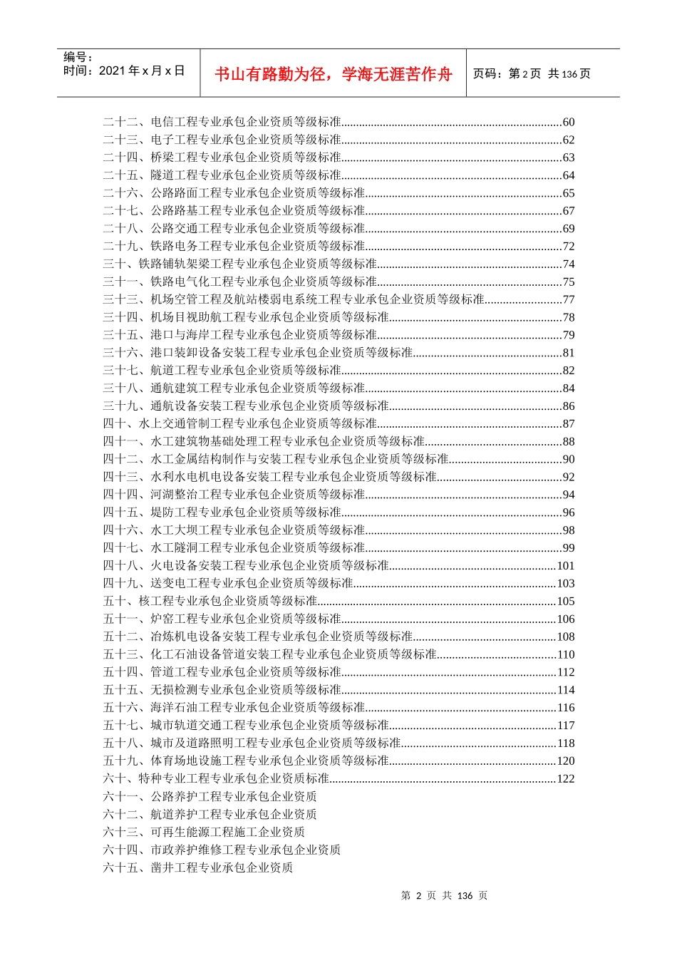 施工单位资质分类(承包范围)_第2页