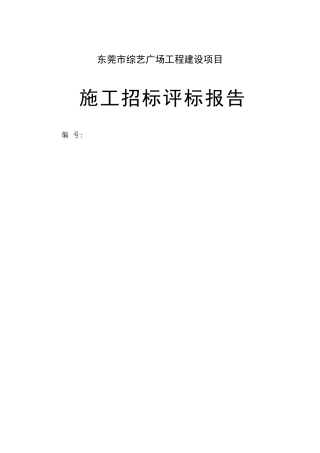 施工招标评标报告