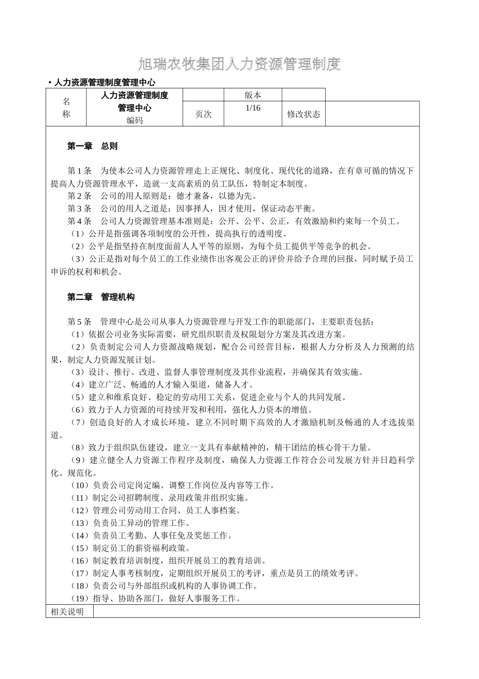 旭瑞集团人力资源管理制度_第1页