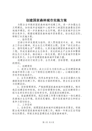 创建国家森林城市方案