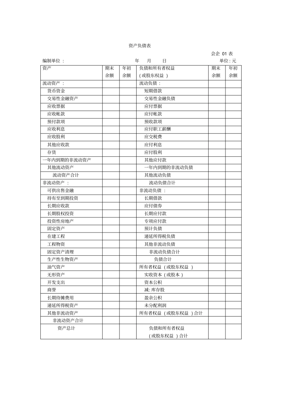 新会计准则会计报表及_第1页