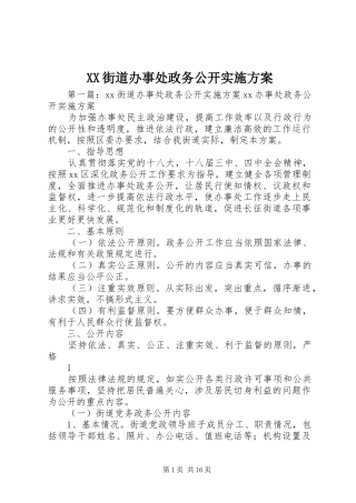 XX街道办事处政务公开方案