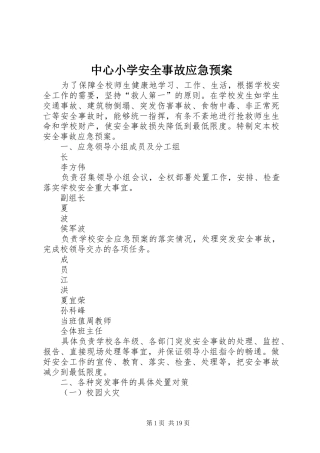 中心小学安全事故应急处置预案