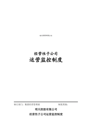 明天控股经营性子公司运营监控管理制度有用
