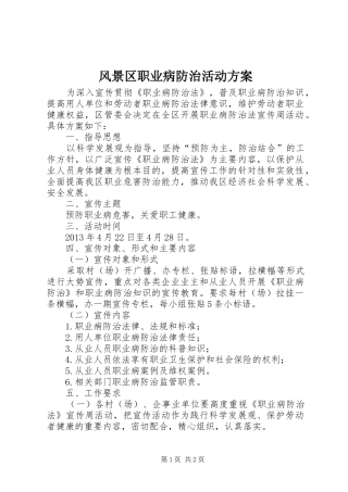 风景区职业病防治活动实施方案