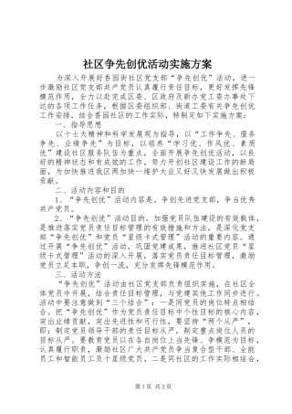 社区争先创优活动方案