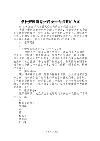 学校开展道路交通安全专项整治实施方案