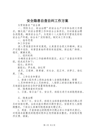 安全隐患自查自纠工作实施方案