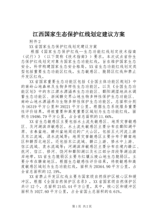 江西国家生态保护红线划定建议实施方案