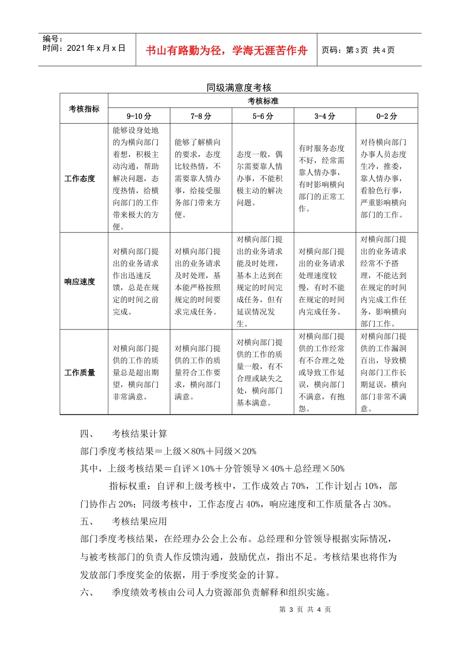 明珠药业季度绩效考核管理办法1_第3页