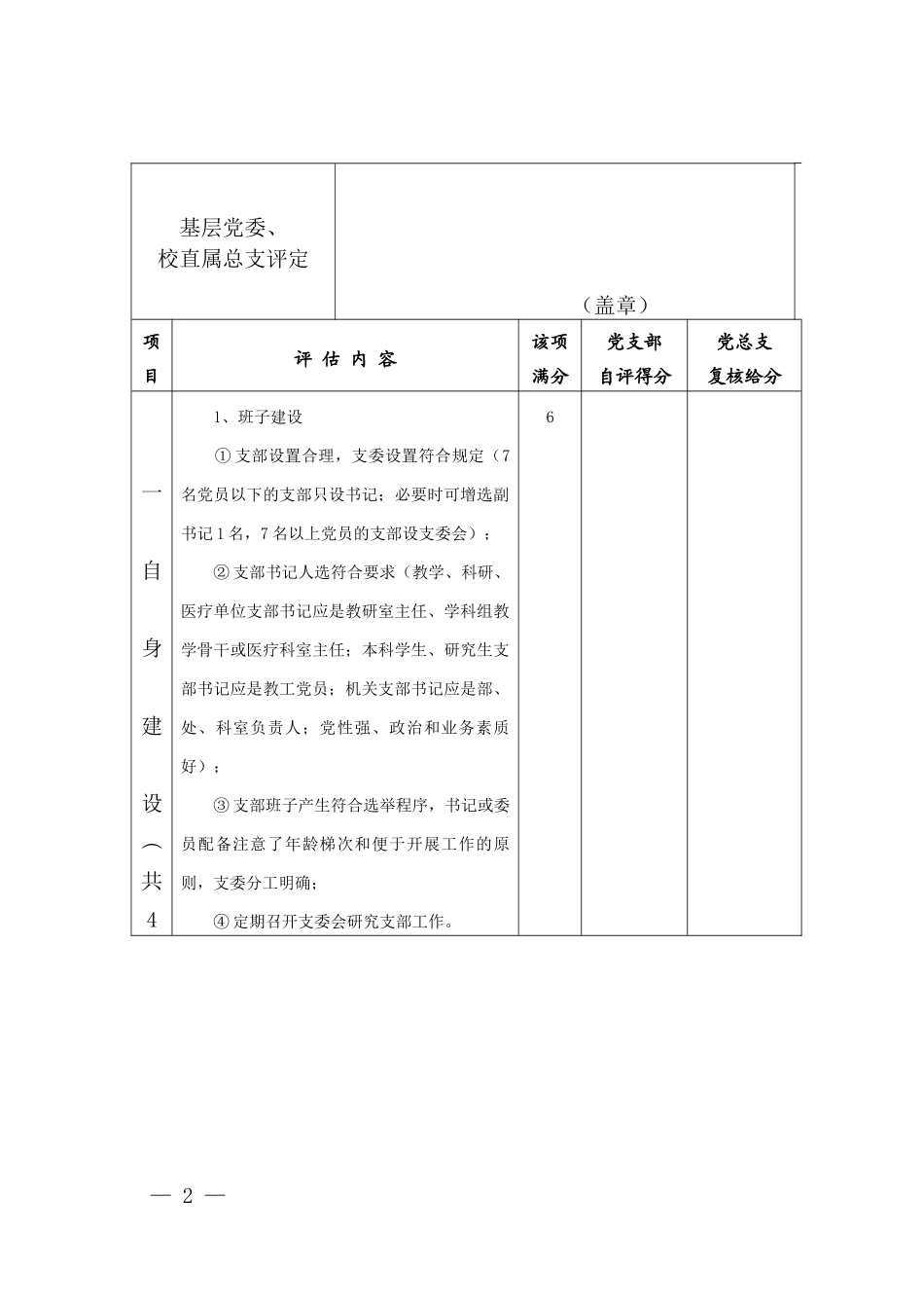 暨南大学党支部建设目标管理评估书_第2页