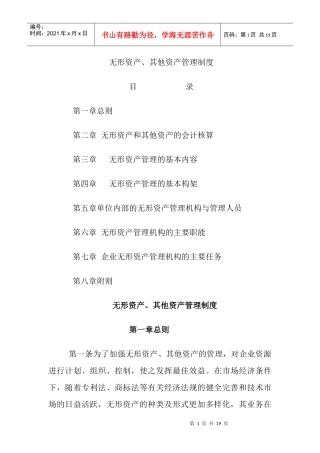无形资产、其他资产管理制度