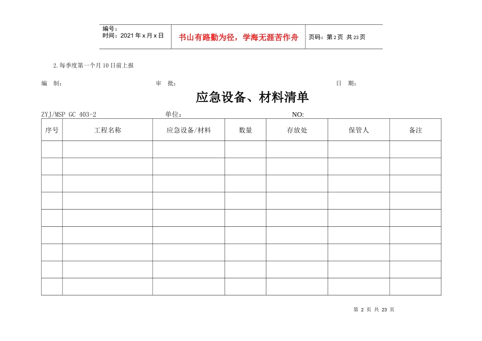 施工组织设计编制及审批季报表_第2页