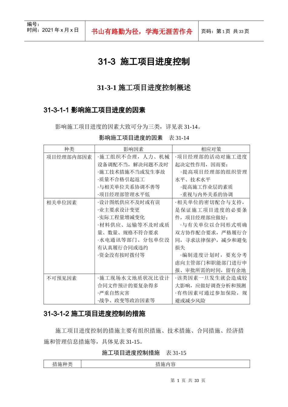 施工项目进度控制范文_第1页