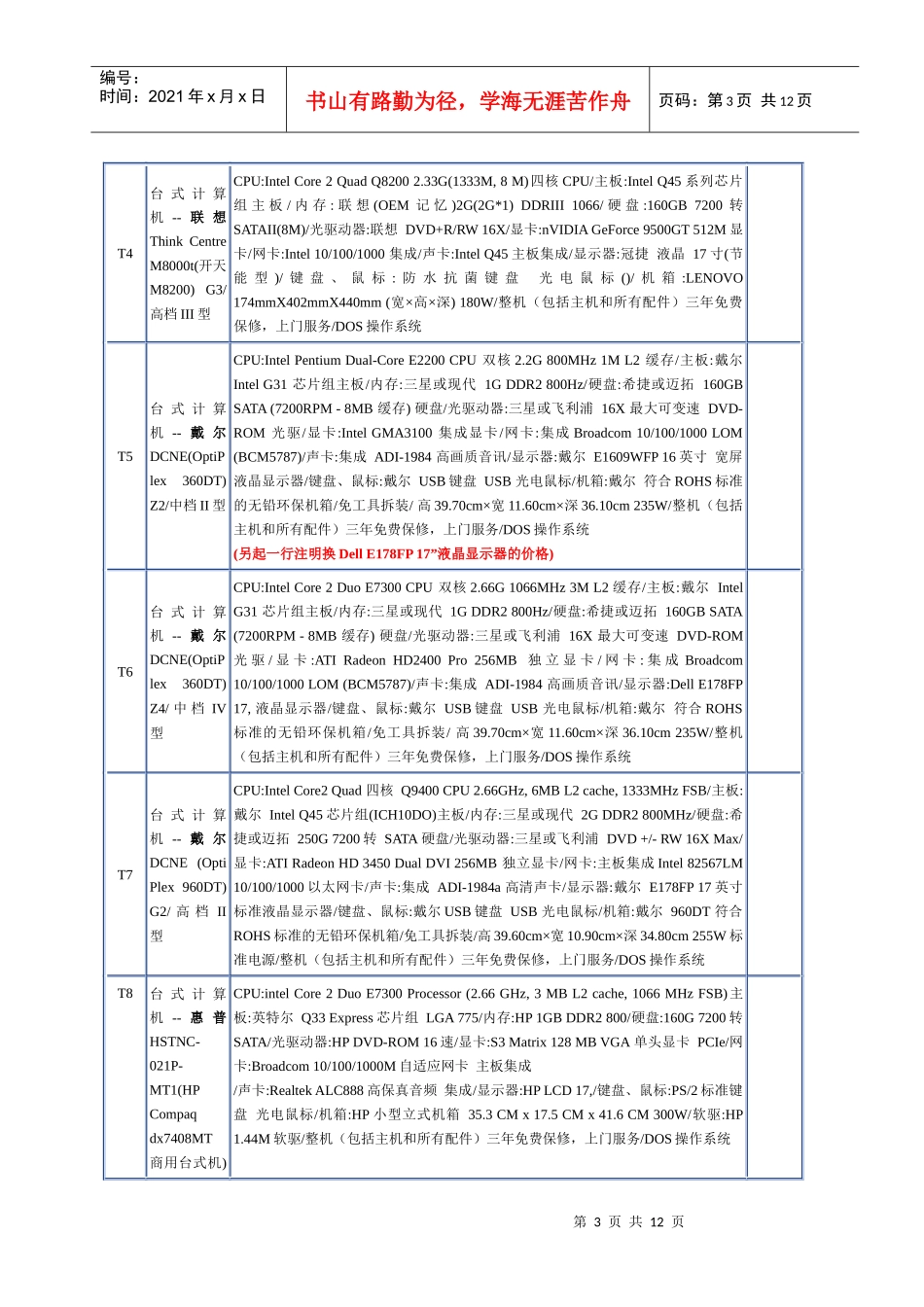 普陀区政府采购1-2月台式计算机、复印机、打印机参考价_第3页