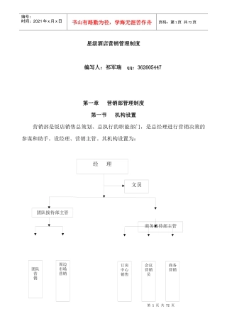 星级酒店营销管理制度汇编