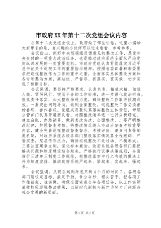 市政府第十二次党组会议内容