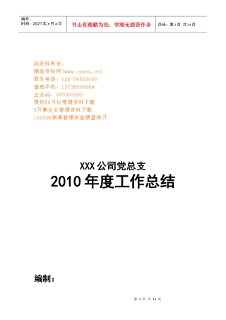 某公司党总支年度工作总结