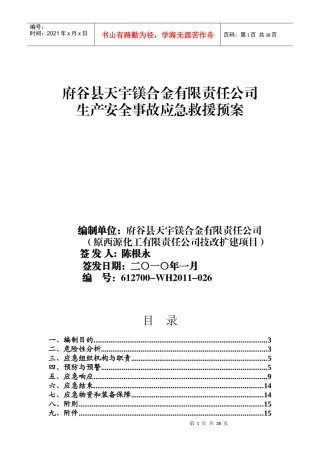 某公司生产安全事故应急救援预案(doc 48页)