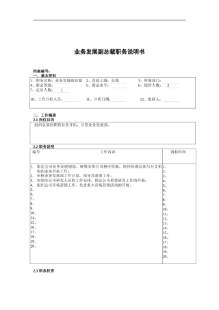 某公司总部业务发展副总裁职务说明书