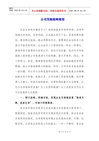 某公司发展战略规划课程